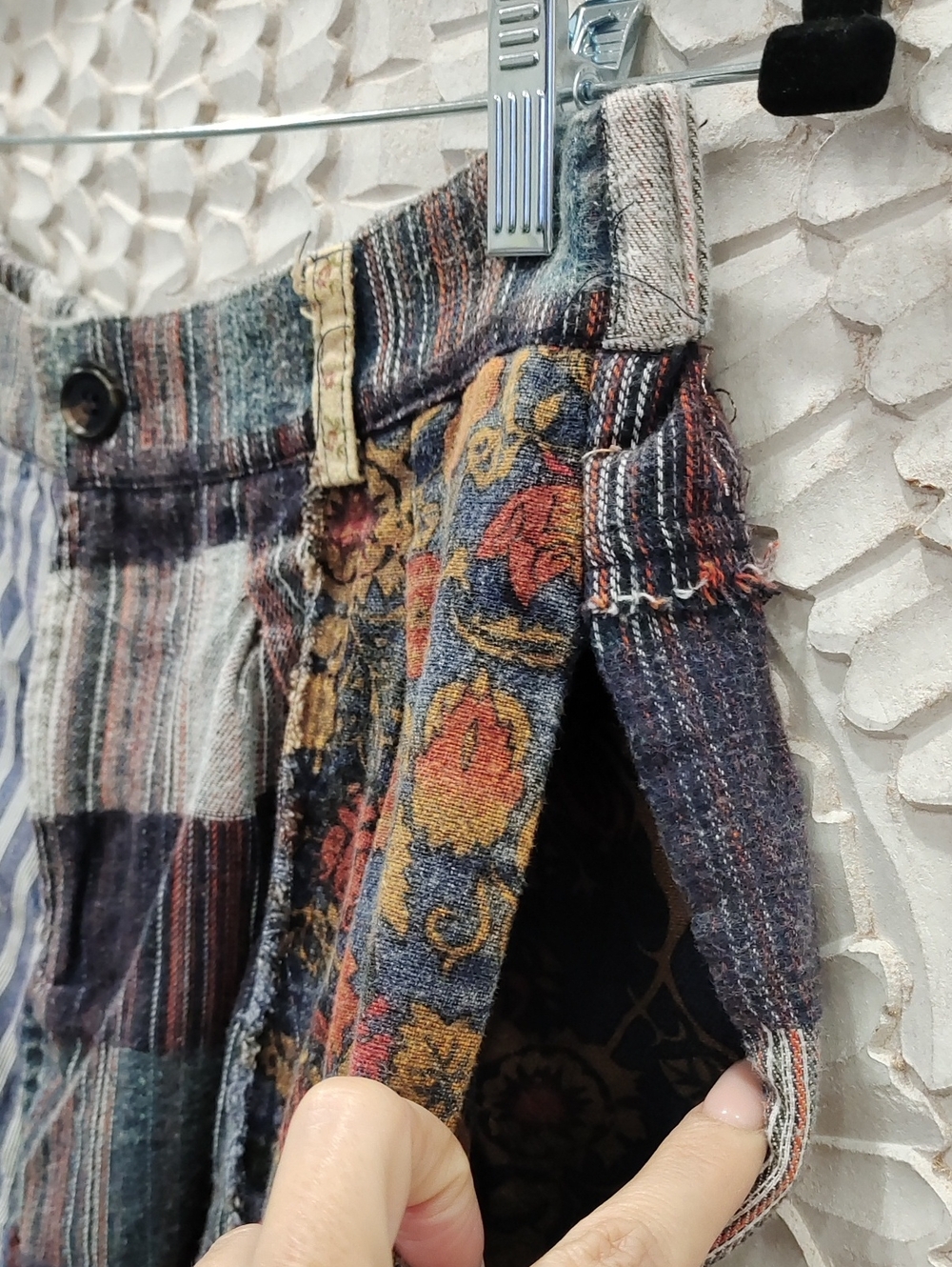 Multi Patchwork Distressed Vintage Wash Pants - Picture 5 of 9